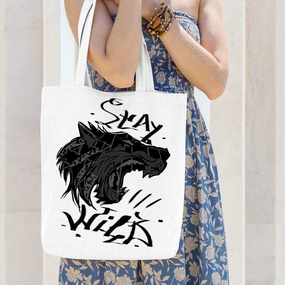Stay Wild Totebag Classic Celebrity Totebag Stay Wild Wolfy Totebag