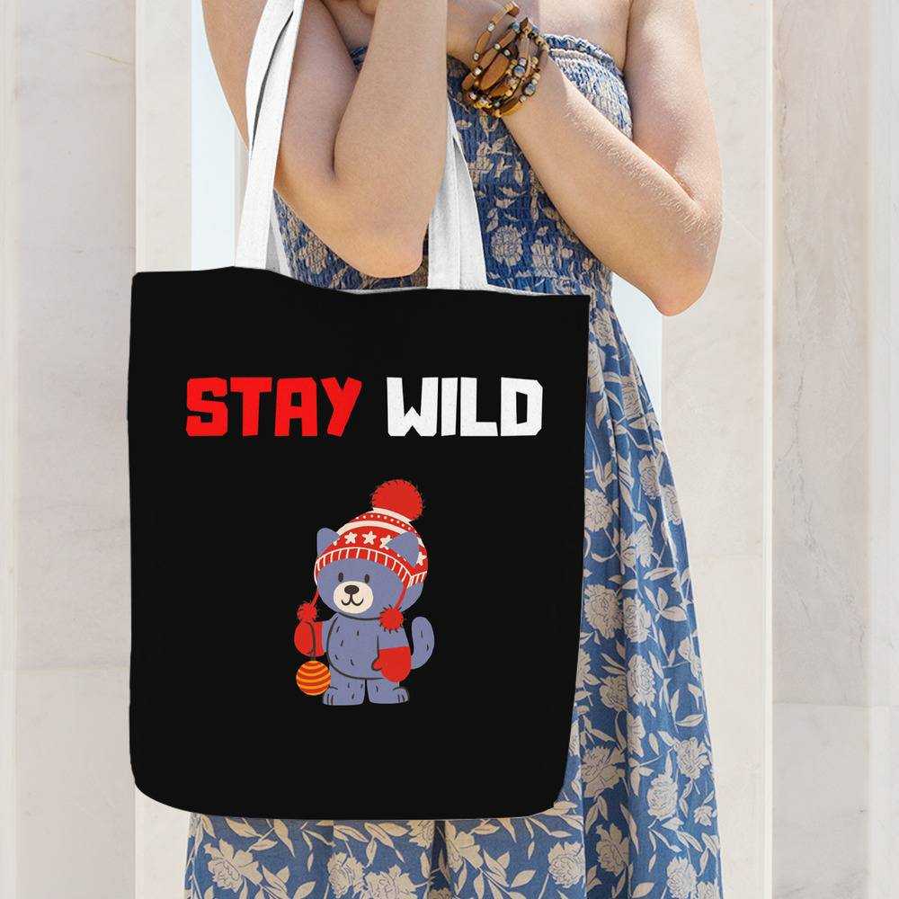 Stay Wild Totebag Classic Celebrity Totebag Ben Azelart Bear Totebag