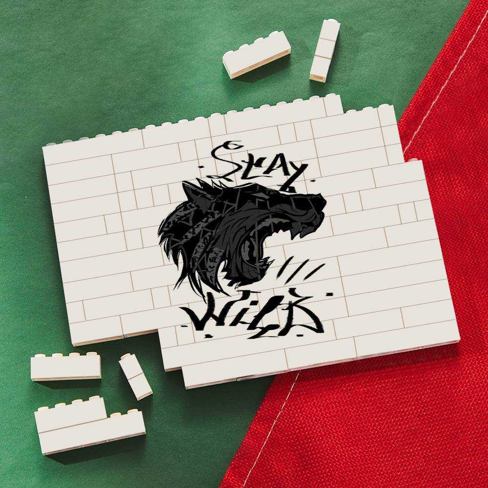 Stay Wild Merch Building Blocks Gift for Fans Stay Wild Wolfy Building Blocks
