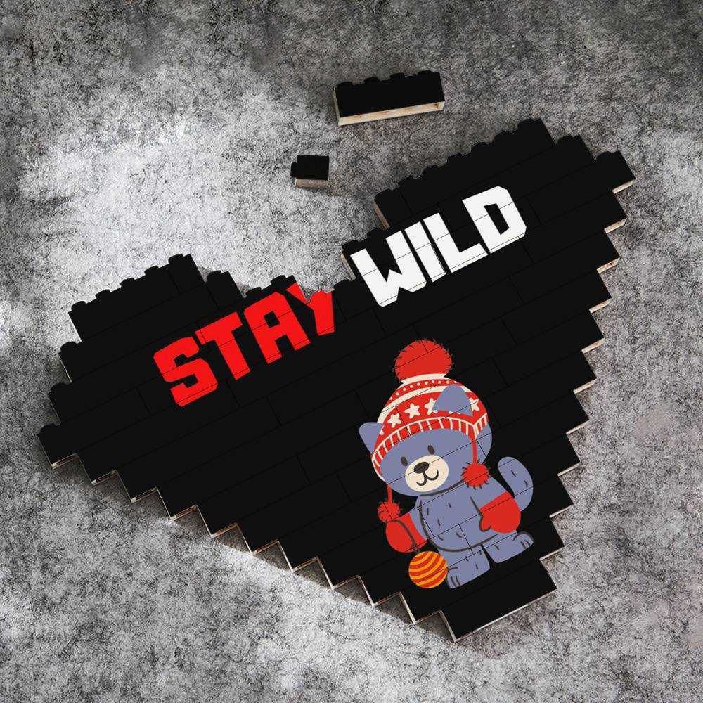 Stay Wild Merch Heart Shape Building Blocks Gift for Fans Ben Azelart Bear Building Blocks