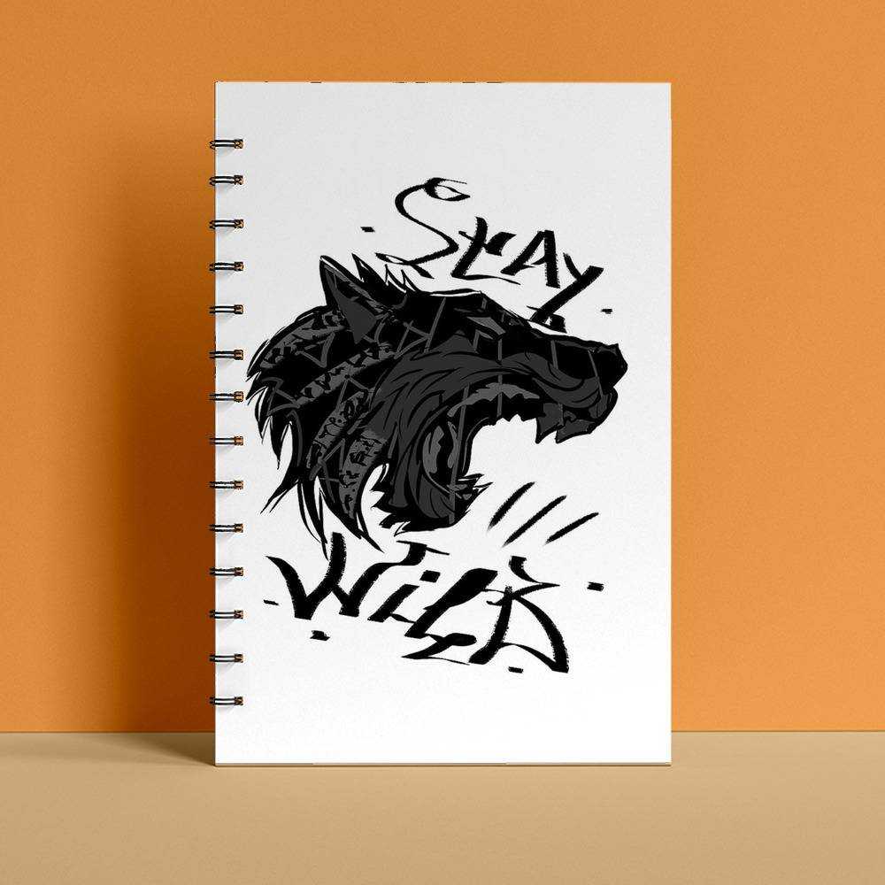 Stay Wild Spiral Bound Notebook Journal Diary Gift for Fans Stay Wild Wolfy Notebook