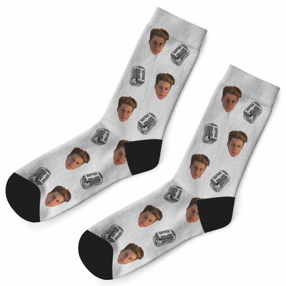 Stay Wild Socks Custom Photo Socks Microphone Socks White
