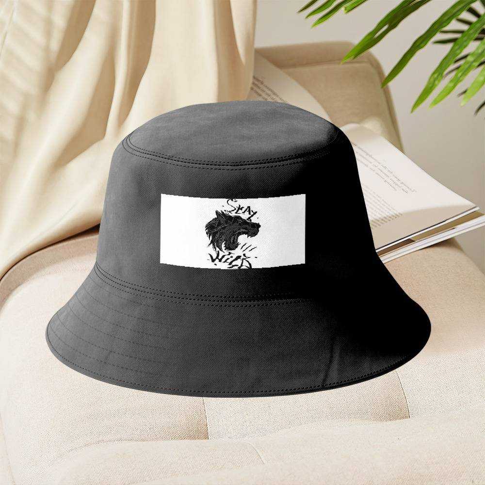 Stay Wild Bucket Hat Unisex Sun Hat Gifts for Stay Wild Fans Stay Wild Wolfy Fisherman Hat