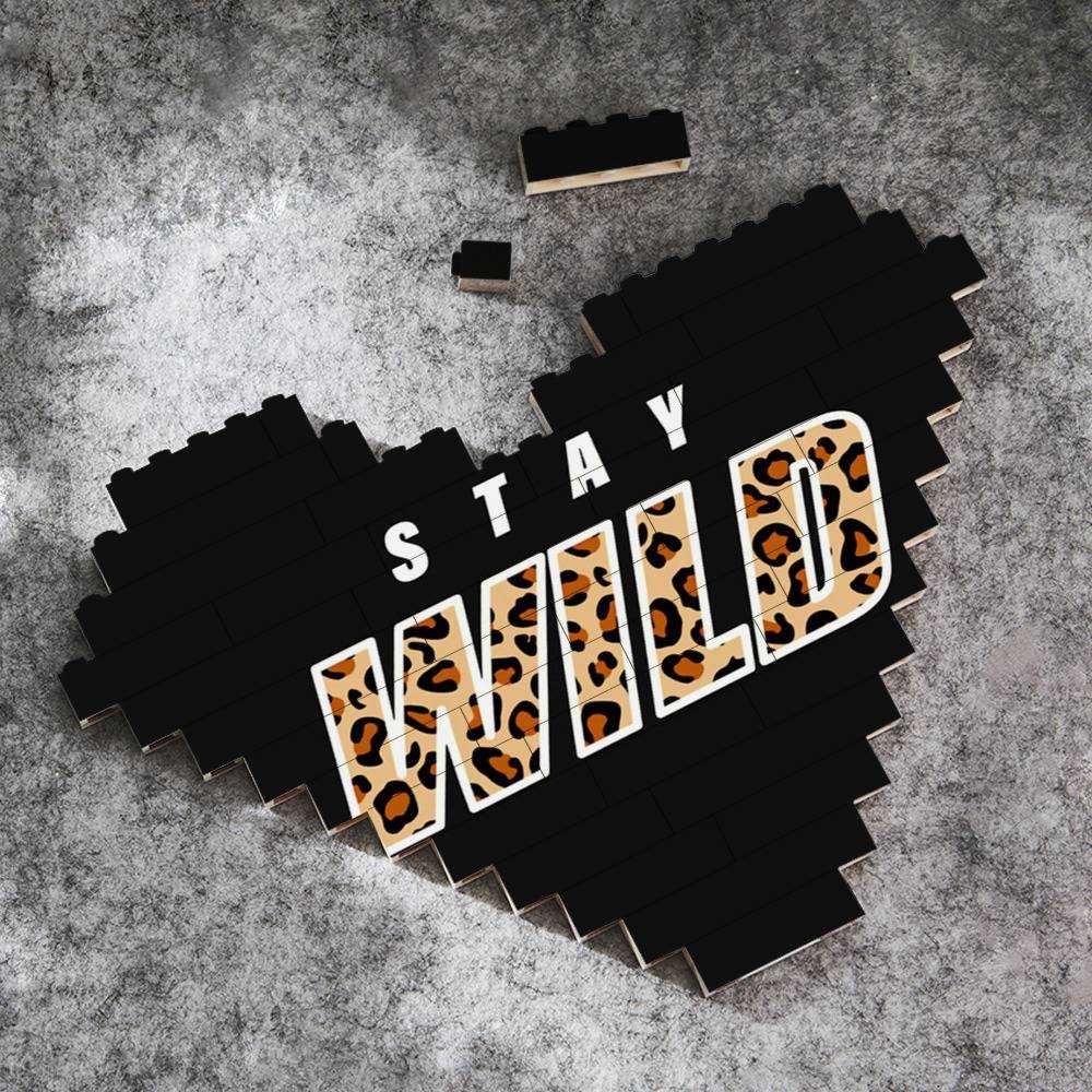 Stay Wild Merch Heart Shape Building Blocks Gift for Fans Panther Logo Building Blocks