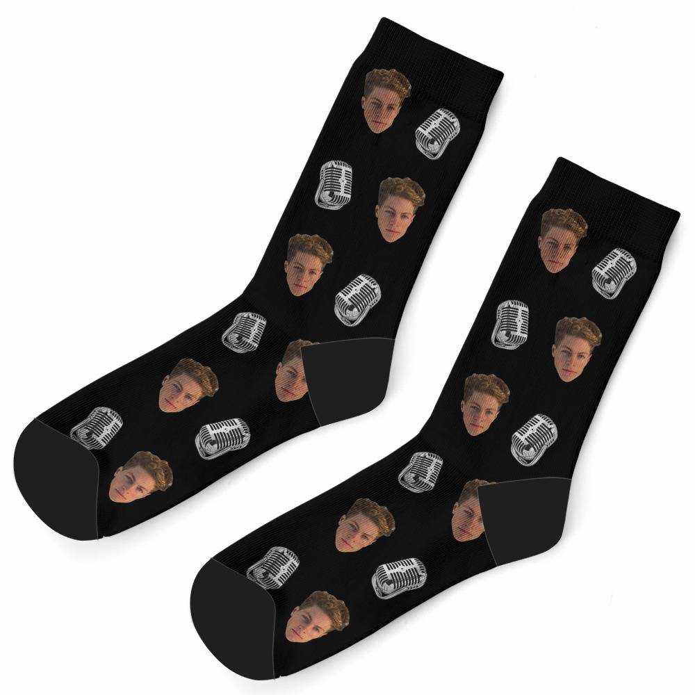 Stay Wild Socks Custom Photo Socks Microphone Socks Black