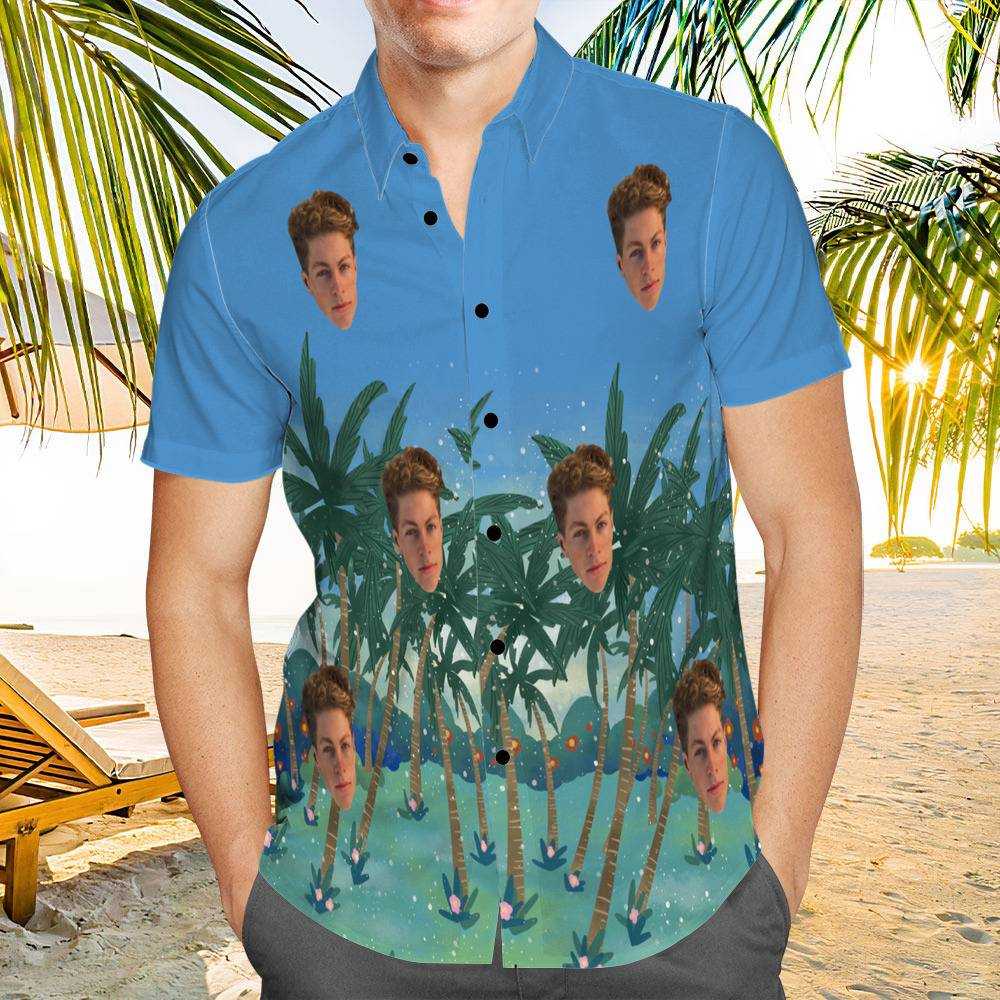 Stay Wild Hawaiian Shirt Custom Photo Hawaiian Shirt Blue Coconut Grove Hawaiian Shirt