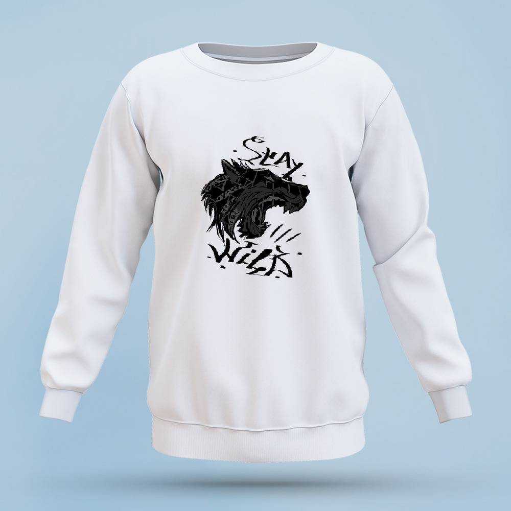 Stay Wild Sweatshirt Classic Celebrity Sweatshirt Stay Wild Wolfy Sweatshirt