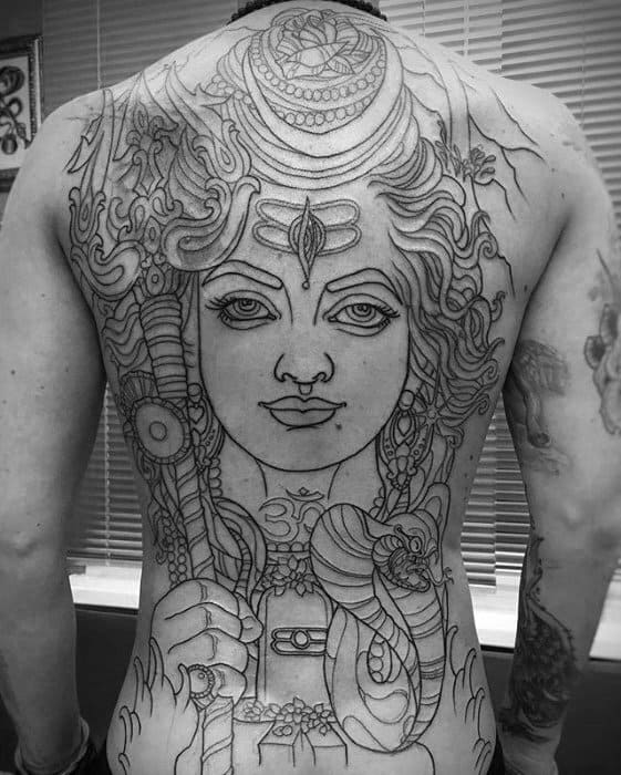 Angry Lord Shiva Tattoo, Angry Shiva Tattoo On Back