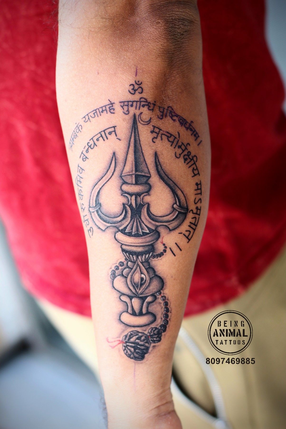 Trishul Shiva Tattoo, Forearm Shiva Trishul Tattoo