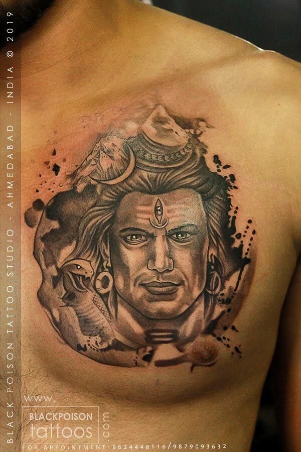 Angry Lord Shiva Tattoo, Angry Shiva Tattoo On Chest