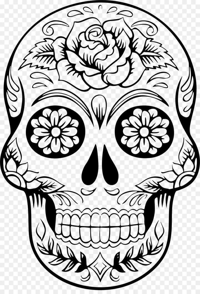 Sugar skull svg,  Mexican Skull Black & White Day Svg