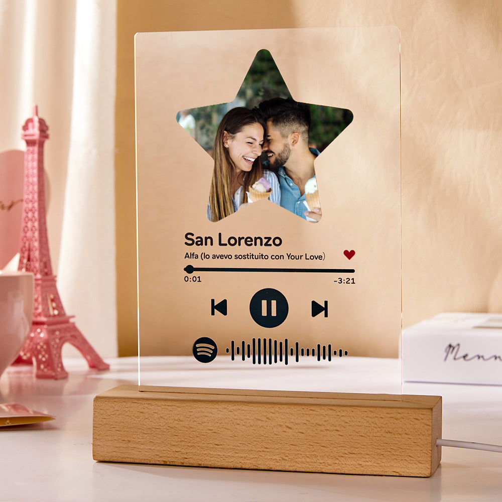 Lampada Personalizzata Spotify Black con Base Led