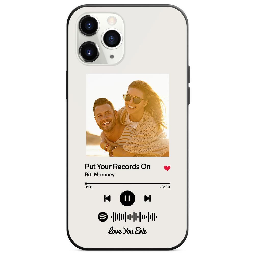 Custom Spotify Code Music iphone Case With Text-White