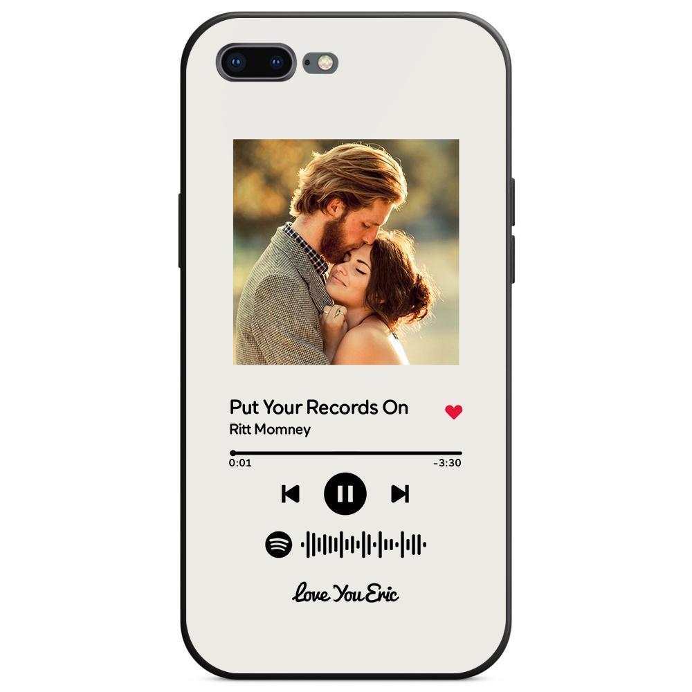 Custom Spotify Code Music iphone Case With Text-White