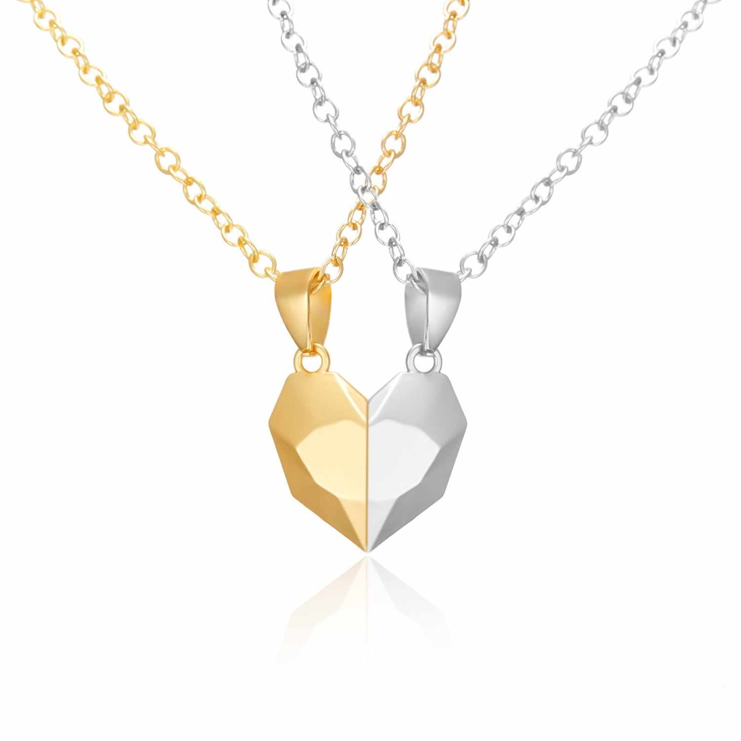 Couple Necklace Two Souls One Heart Necklace Simple Magnetic Pendant with  Chain Valentine's Day Gift for Men Women
