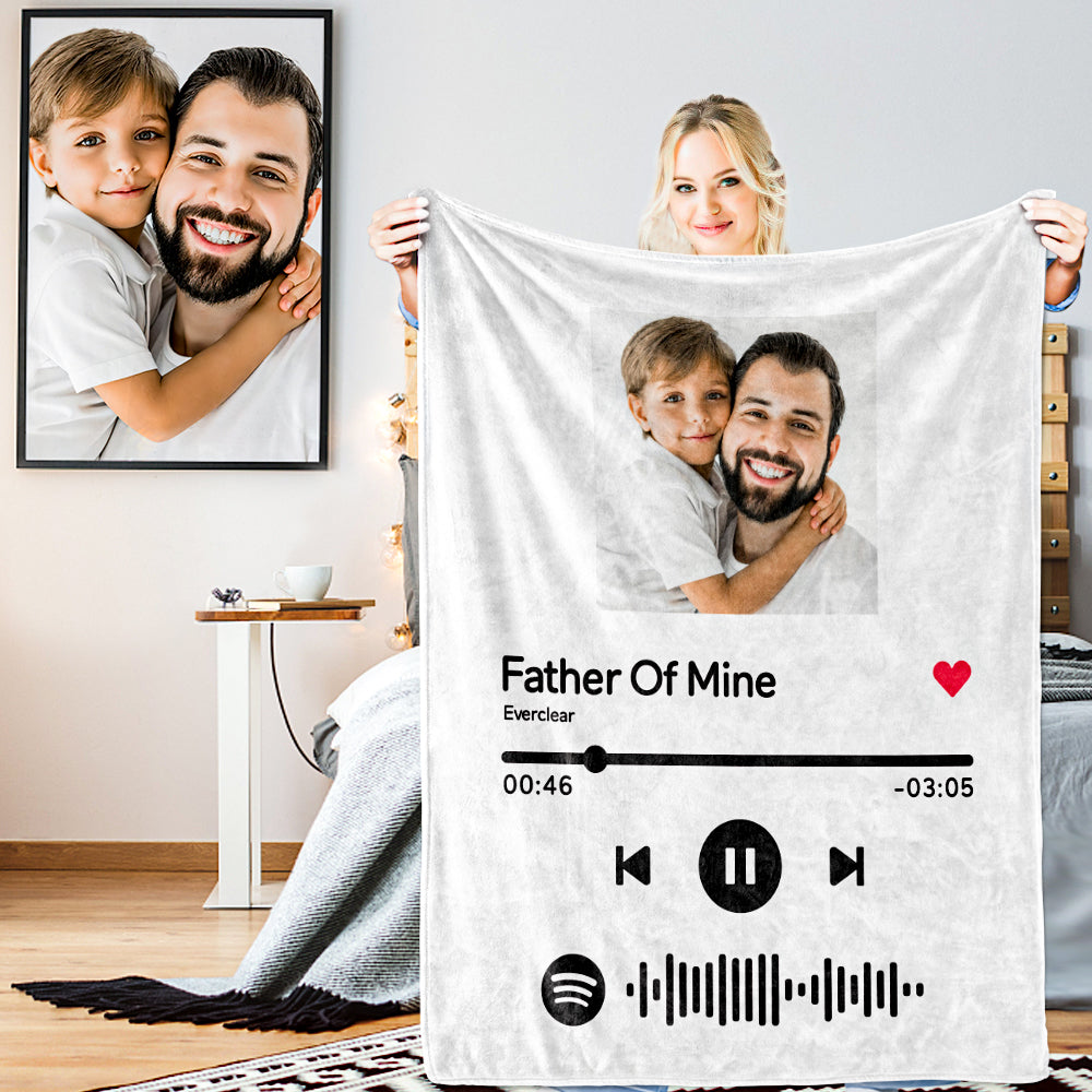 Custom Spotify Code Blanket Personalized Song Player Photo Blankets For
