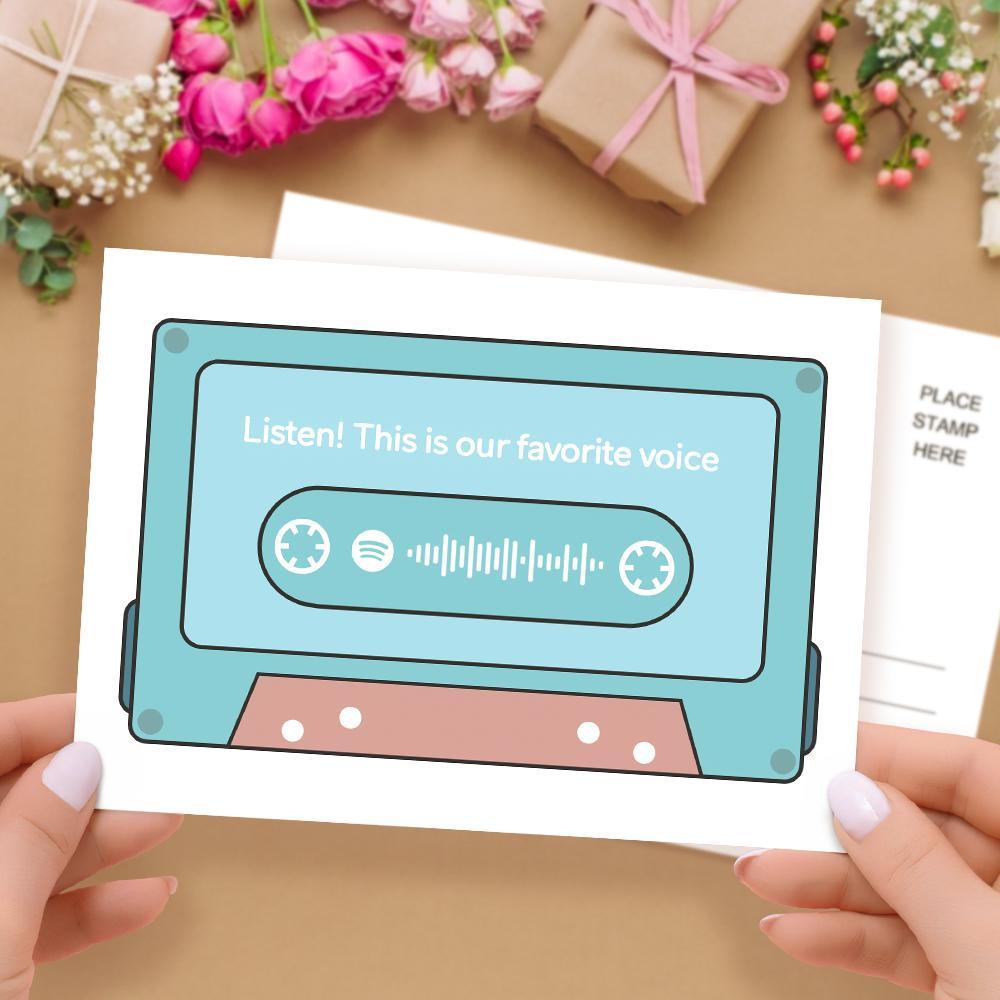 Custom Spotify Code Music Greeting Cards Tape Shaped Scannable Gift Cards