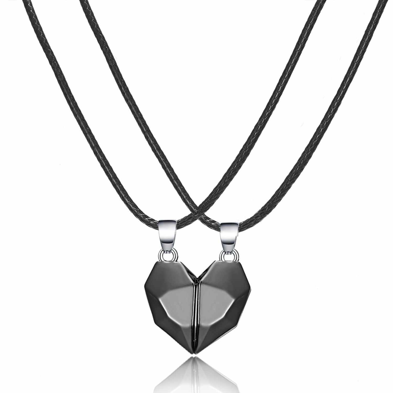 Couple Necklace Two Souls One Heart Necklace Simple Magnetic Pendant with  Chain Valentine's Day Gift for Men Women