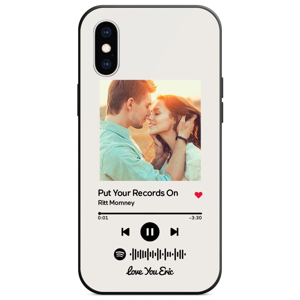 Custom Spotify Code Music iphone Case With Text-White