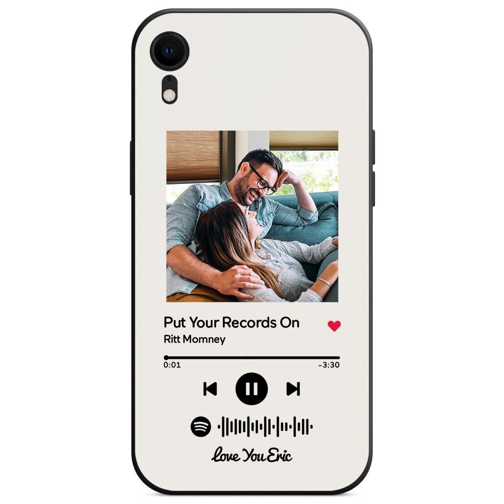 Custom Spotify Code Music iphone Case With Text-White