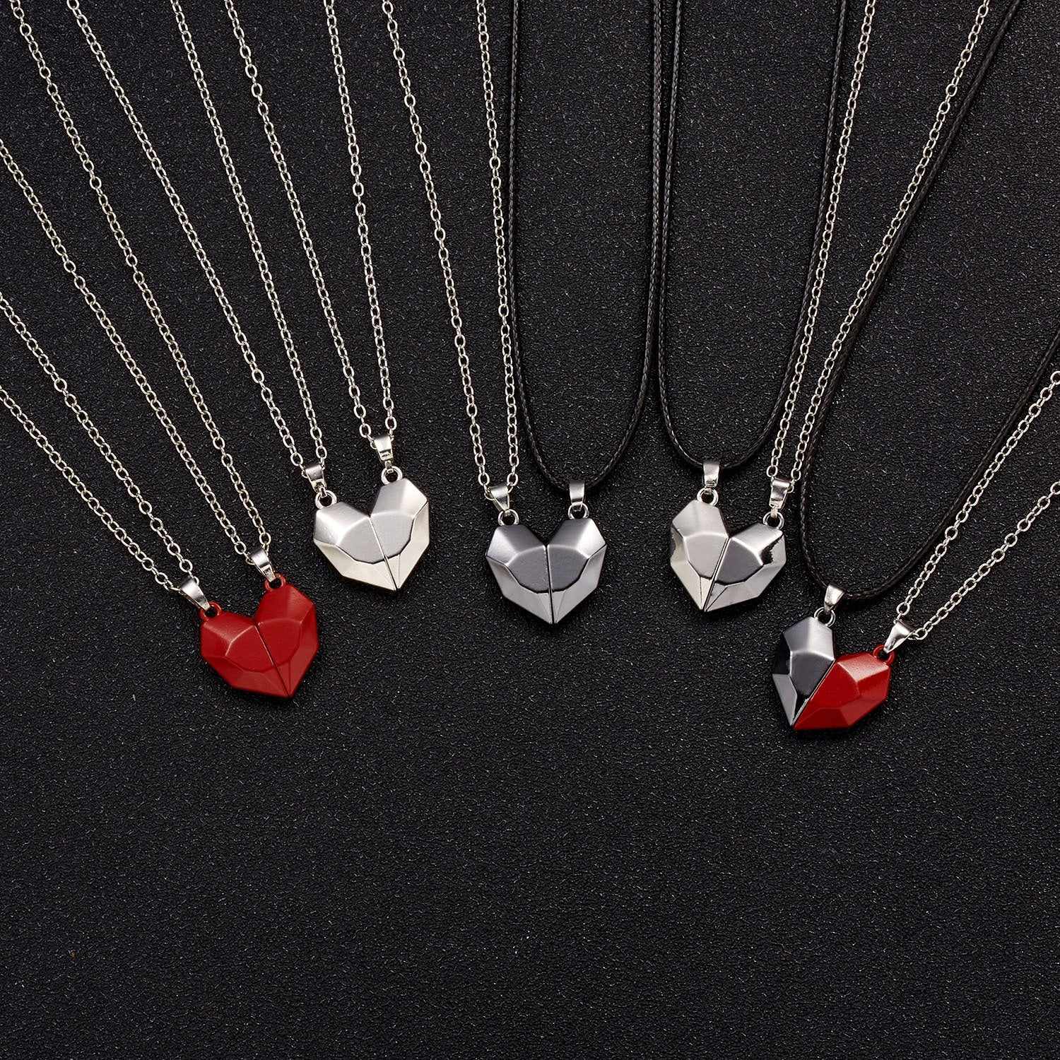 Couple Necklace Two Souls One Heart Necklace Simple Magnetic Pendant with  Chain Valentine's Day Gift for Men Women