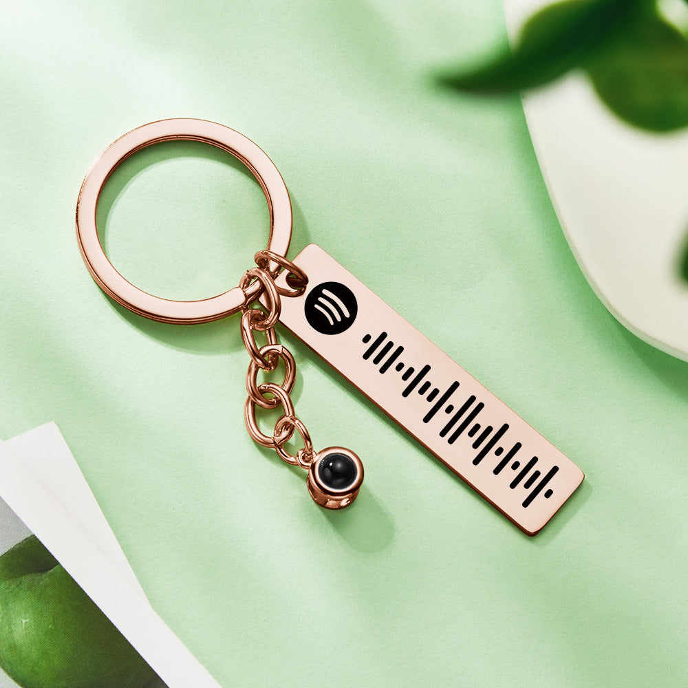 Custom Projection Spotify Code Keychain Metal Keychain Funny Keychain Gift  for Her