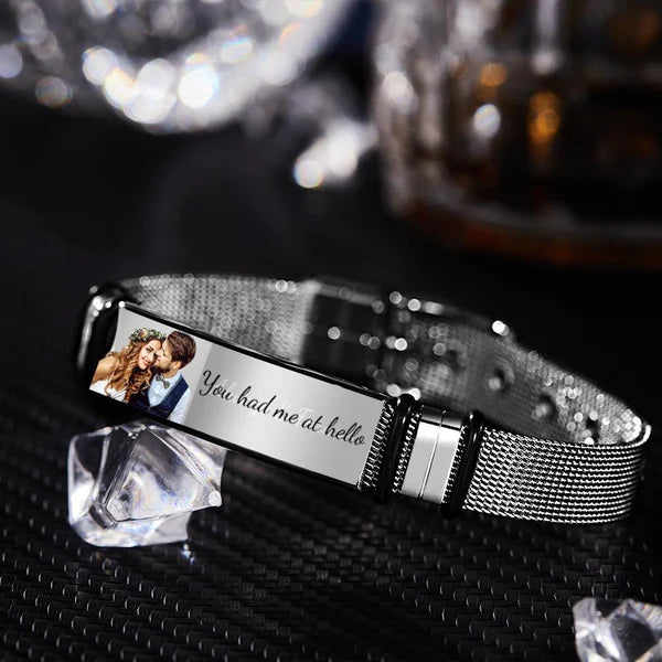 Custom Engraved Spotify Code Bracelet Personalized Song Leather Bracelet  with Strong Magnetic Clasp