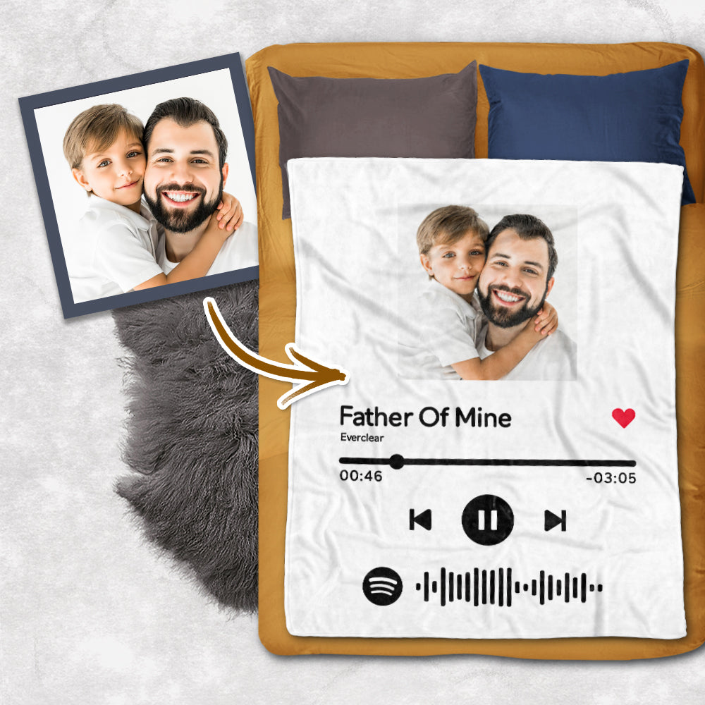 Custom Spotify Code Blanket Personalized Song Player Photo Blankets For