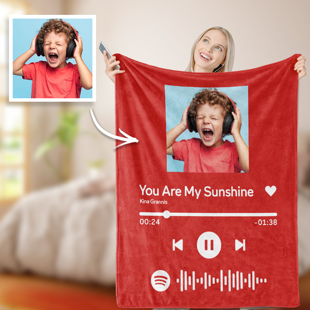 Custom Spotify Code Blanket Personalized Song Player Photo Blankets For
