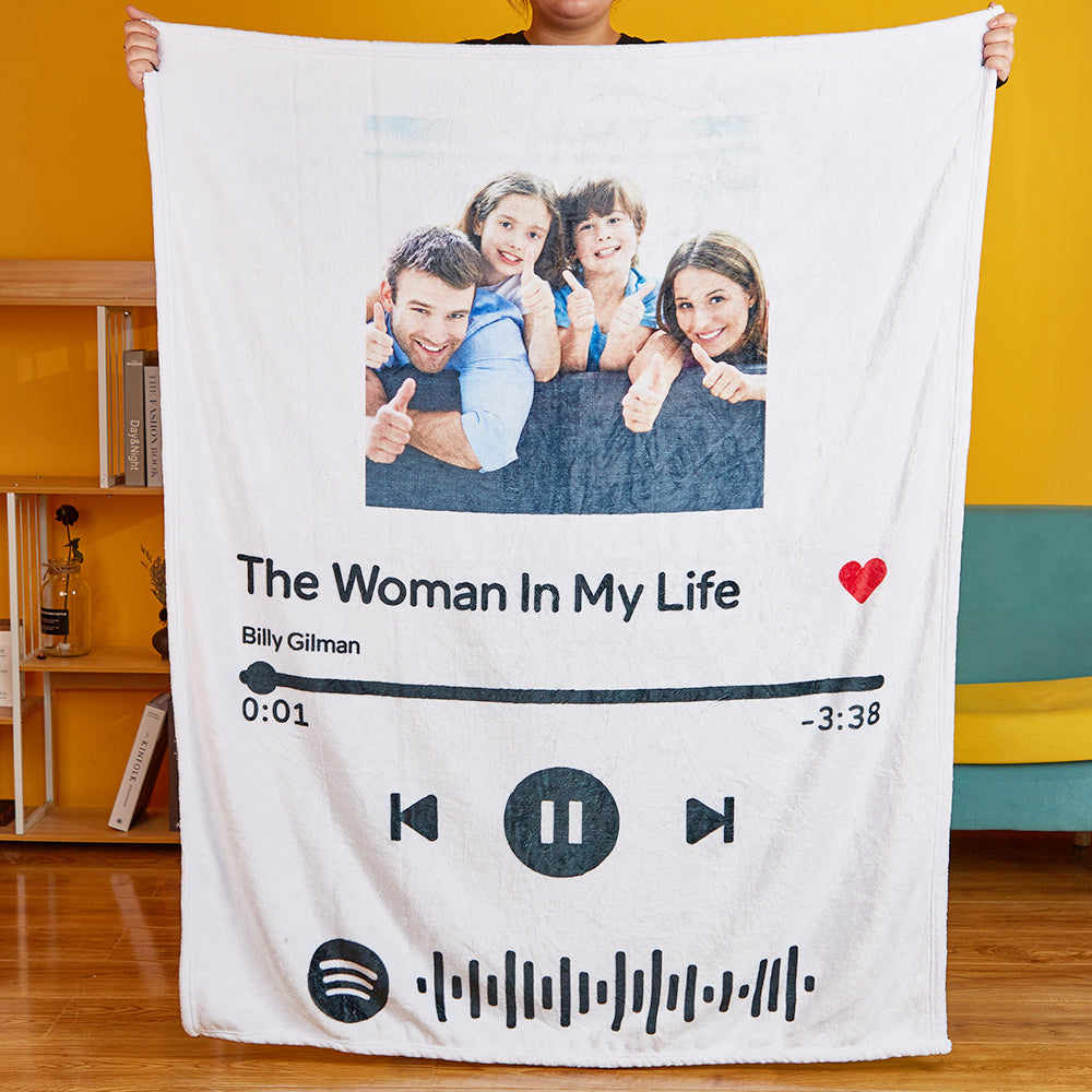 Custom Spotify Code Blanket Photo Blankets Mother's GIfts For Family