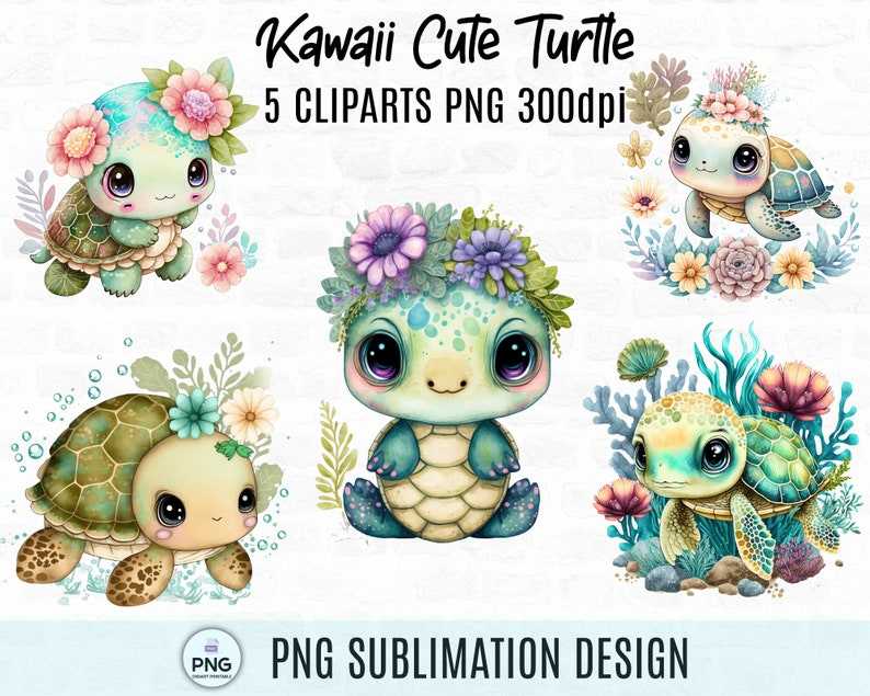 Cute Baby Sea Turtle Floral Flower SVG Creativity and Fun Digital Download