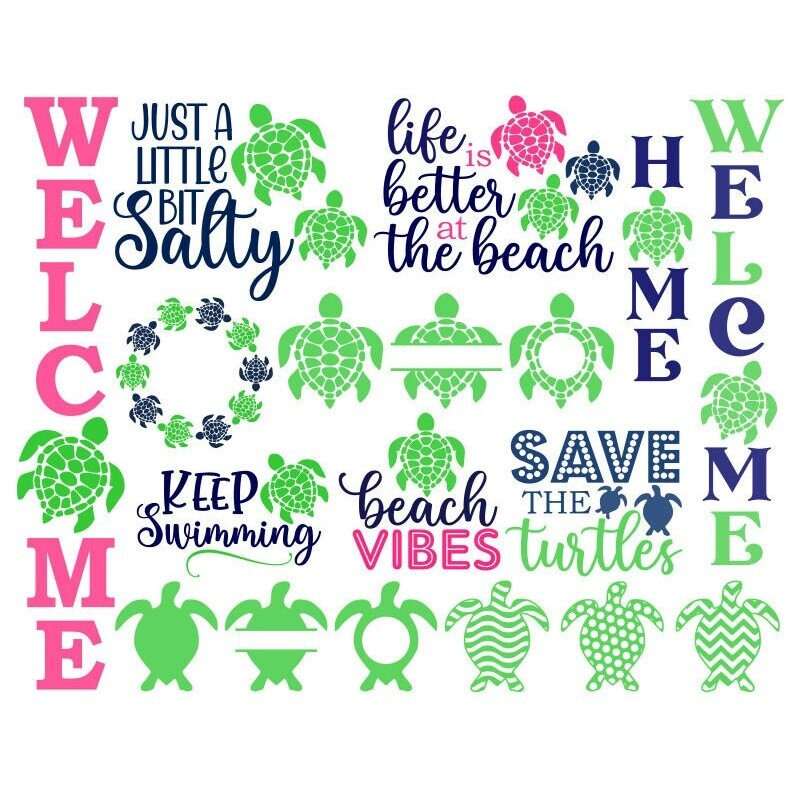 Turtle SVG Bundle Sea Turtle Frames SVG Digital Download Cut Files#1
