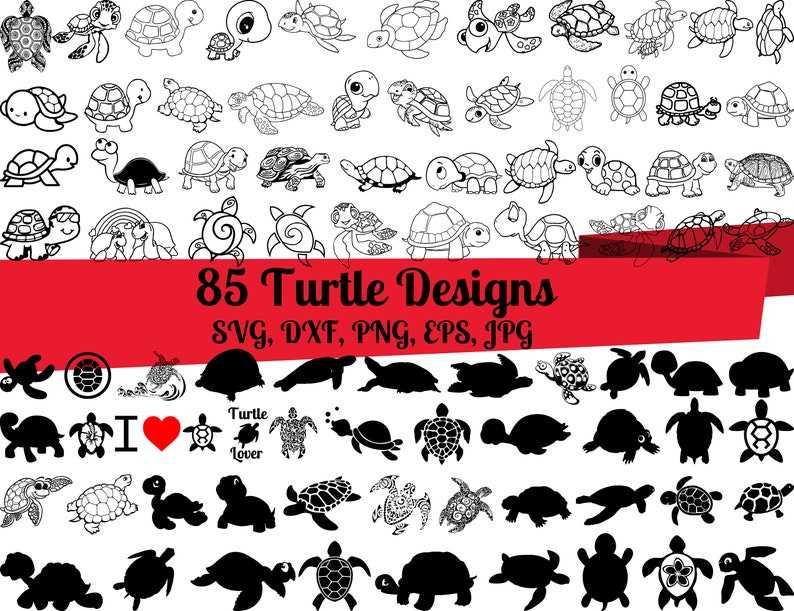 Turtle SVG Bundle Sea Turtle SVG Silhouette Turtle SVG Turtle Cut Files#1