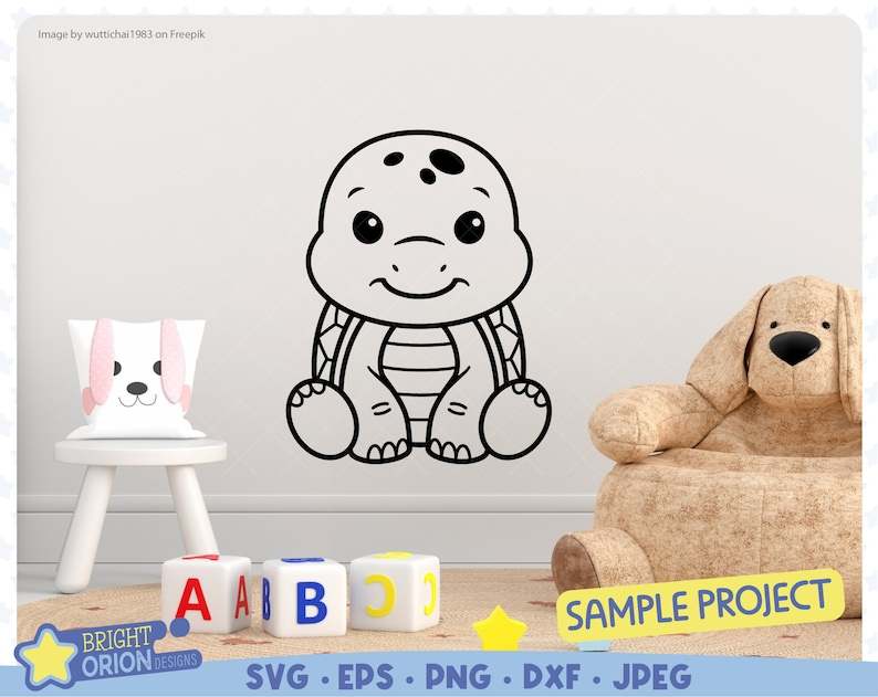 Cute Baby Turtle SVG Woodland Animal Sitting Turtle PNG#8