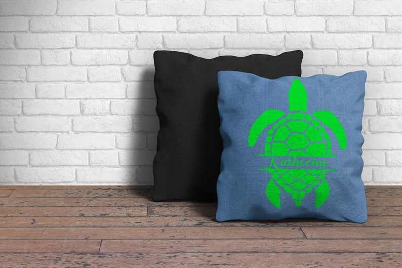 Turtle Monogram SVG Sea Turtle Monogram Turtle Silhouette Cricut Files#3