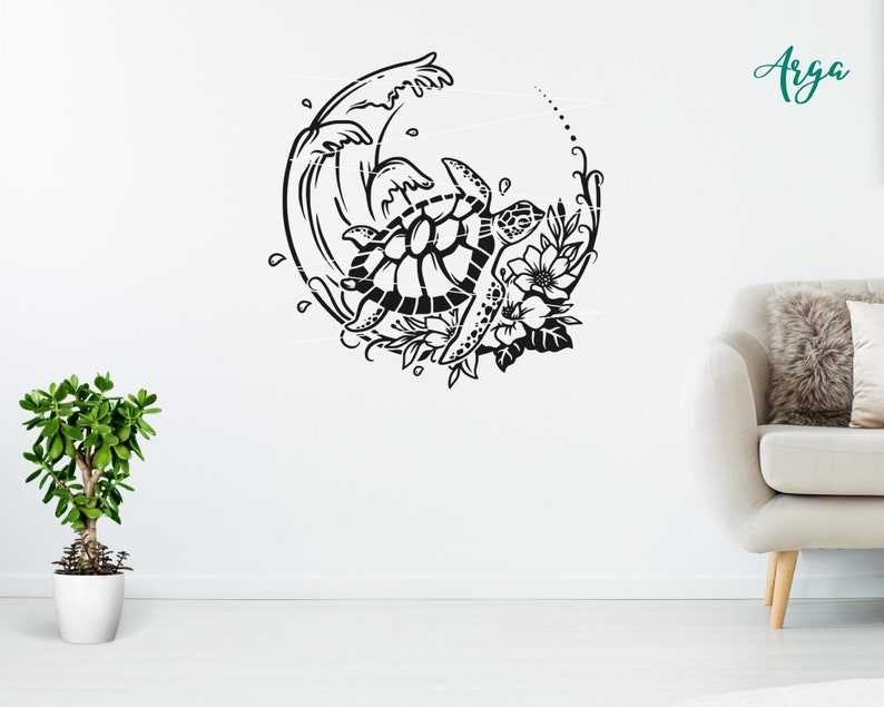 Turtle with Wave SVG Turtle SVG File Sea Turtle SVG#5