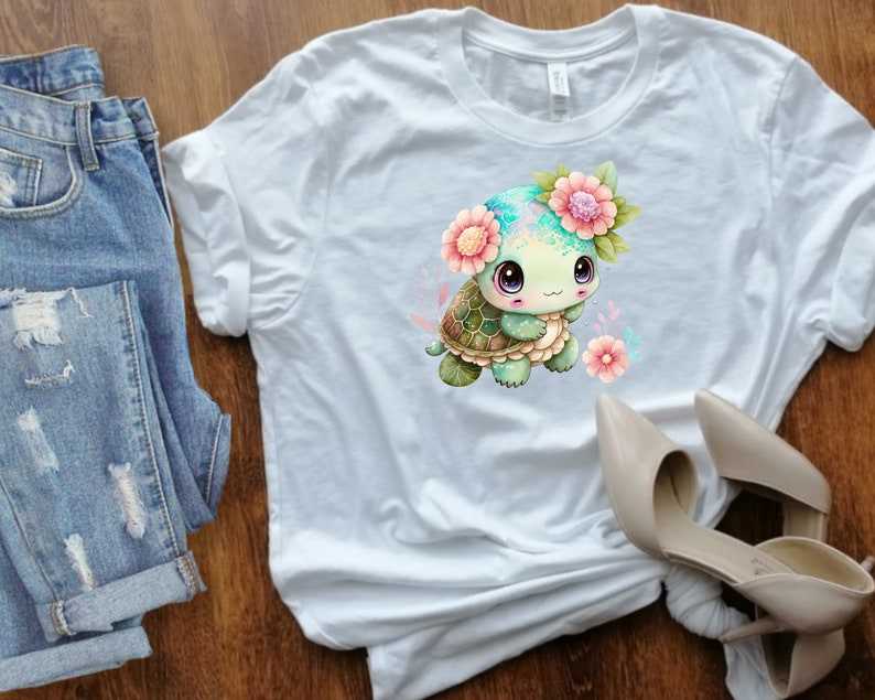 Cute Baby Sea Turtle Floral Flower SVG Cute Sea Turtle SVG#4