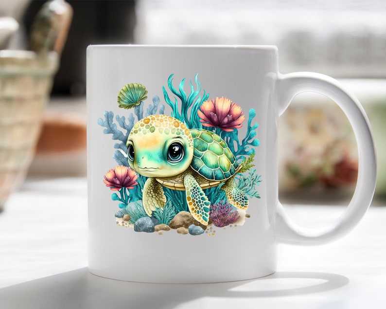Cute Baby Sea Turtle Floral Flower SVG Cute Sea Turtle SVG#1