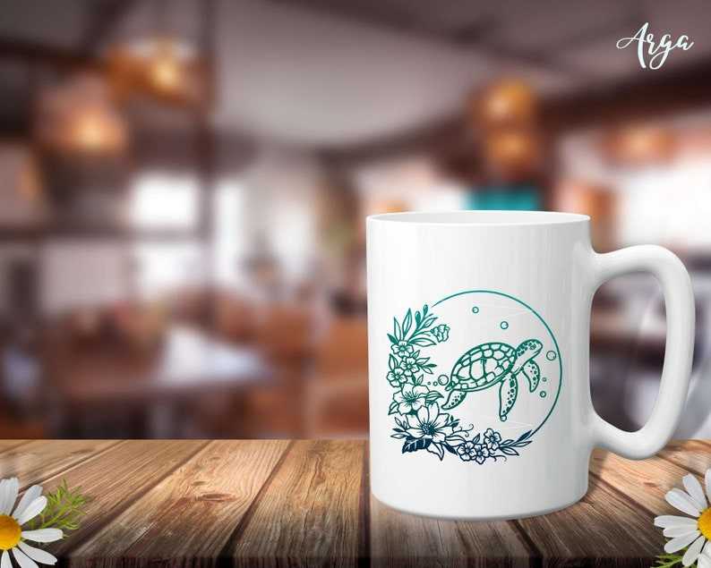 Flower Turtle SVG Sea Turtle SVG Turtle Silhouette Digital Download#3