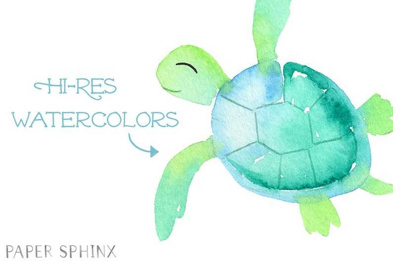 Watercolor Sea Turtle SVG Clipart Creativity and Fun Digital Download 