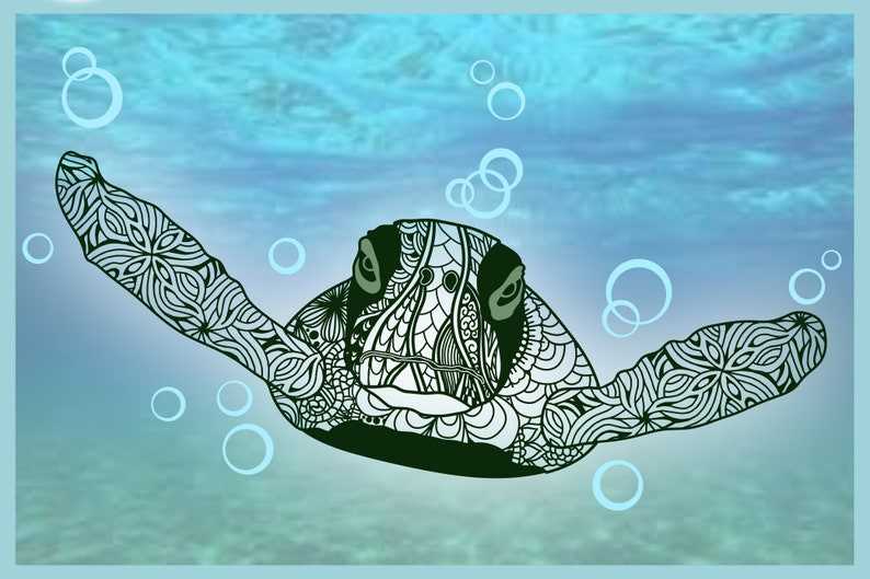 Turtle Mandala SVG Sea Turtle Mandala SVG Files for Cricut Silhouette#4
