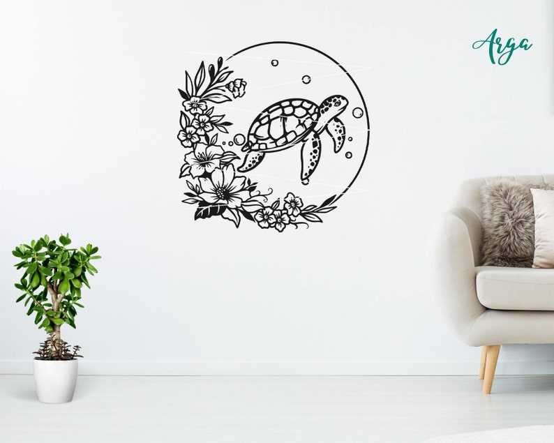 Flower Turtle SVG Sea Turtle SVG Turtle Silhouette Digital Download#5