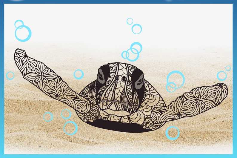 Turtle Mandala SVG Sea Turtle Mandala SVG Files for Cricut Silhouette#6