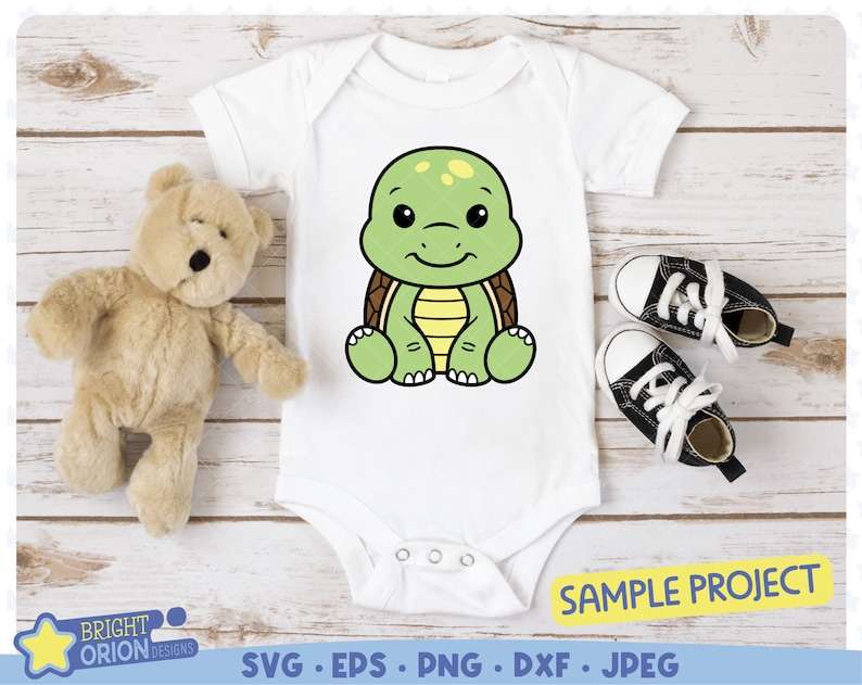 Cute Baby Turtle SVG Woodland Animal Sitting Turtle PNG#5