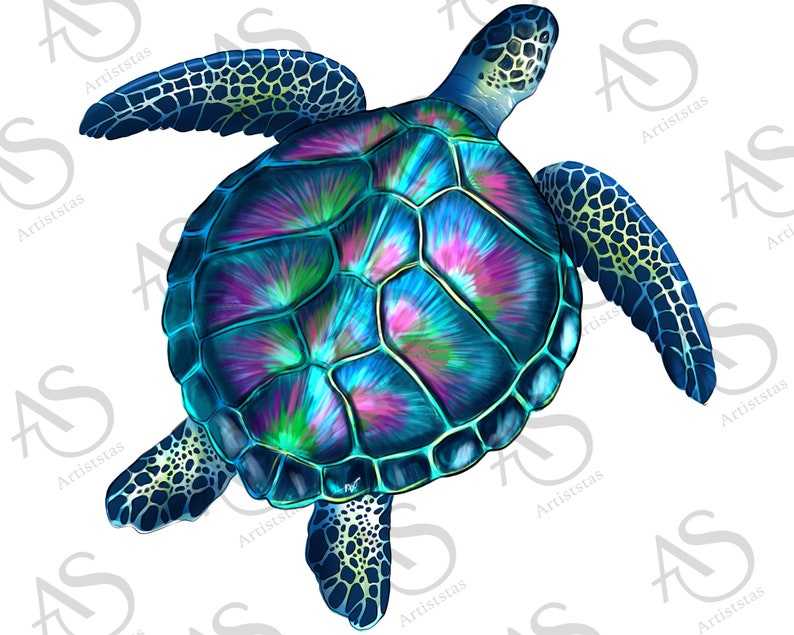 Download Hand Drawn Tie Dye Turtle Png Designs For Your Craft Projects 