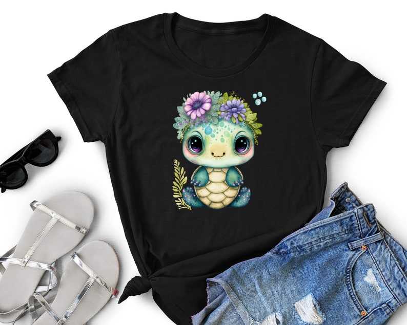 Cute Baby Sea Turtle Floral Flower SVG Cute Sea Turtle SVG#3