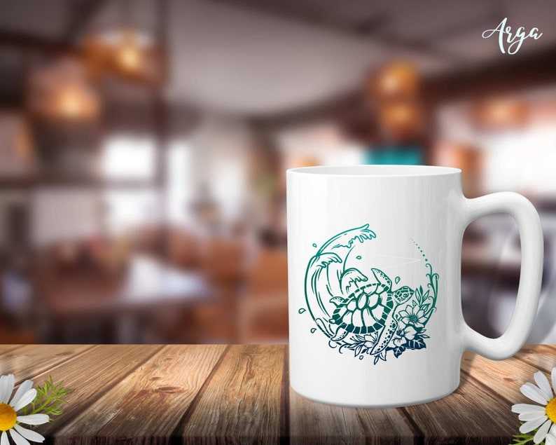 Turtle with Wave SVG Turtle SVG File Sea Turtle SVG#3