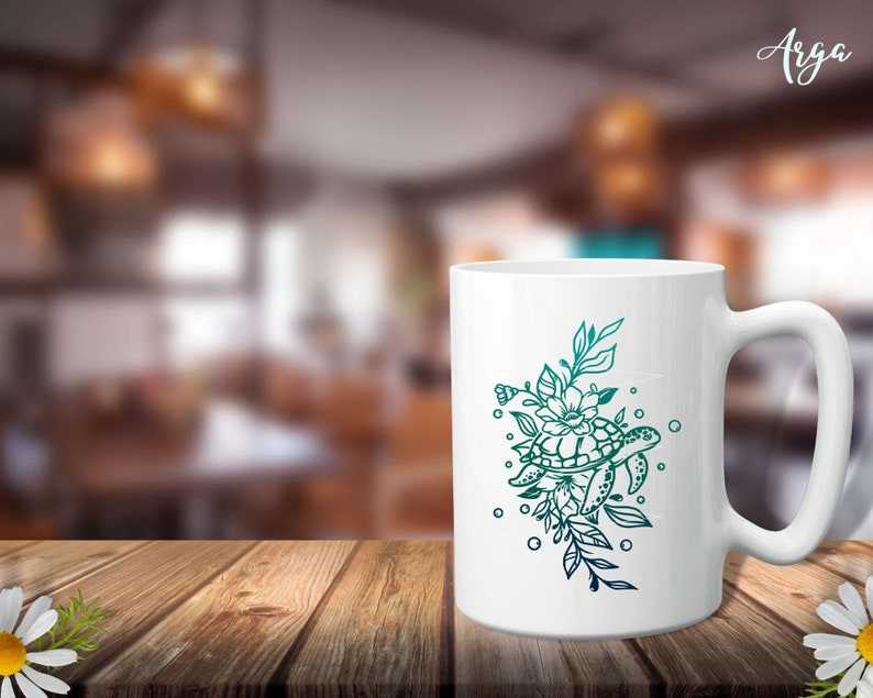 Turtle with Flower SVG Sea Turtle Svg Turtle Cut File#3