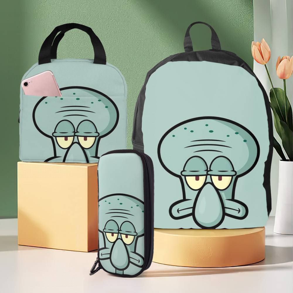 Nickelodeon SpongeBob SquarePants Characters Squidward Patrick Mr. Krabs  Sandy Plankton Gary 5 PC Backpack Lunchbox Icepack Water Bottle