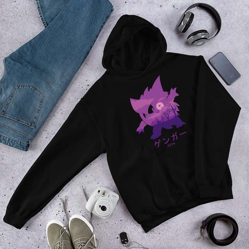 Gengar Hoodie Pokemon Gengar Kaiju Japanese Monster Classic